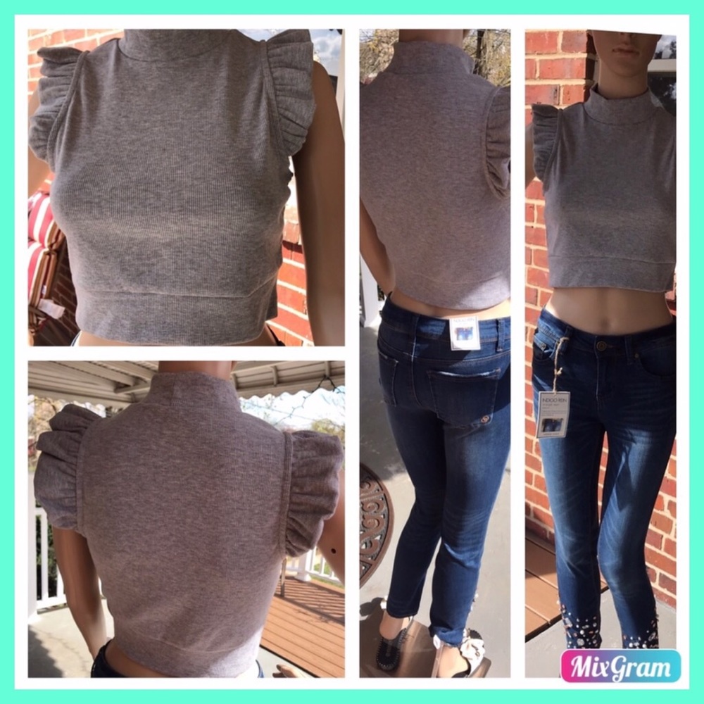 🌺TURTLENECK RAFFLE ARMHOLE MARLED TOP🌺FITS M 🔥